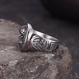 Viking Celtic Knot Odin Head Stainless Steel Ring