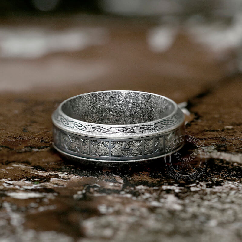 Viking Celtic Knot Runes Stainless Steel Ring | Gthic.com