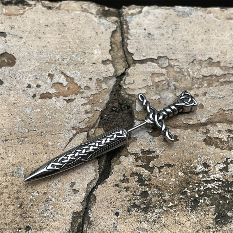 Viking Celtic Knot Sword Stainless Steel Earrings | Gthic.com