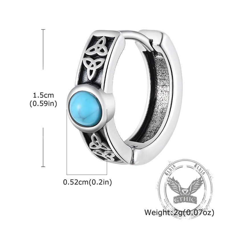 Viking Celtic Knot Turquoise Stainless Steel Hoop Earrings | Gthic.com