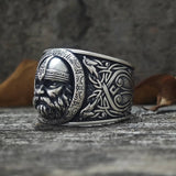 Viking Celtic Knot Warrior Sterling Silver Ring | Gthic.com