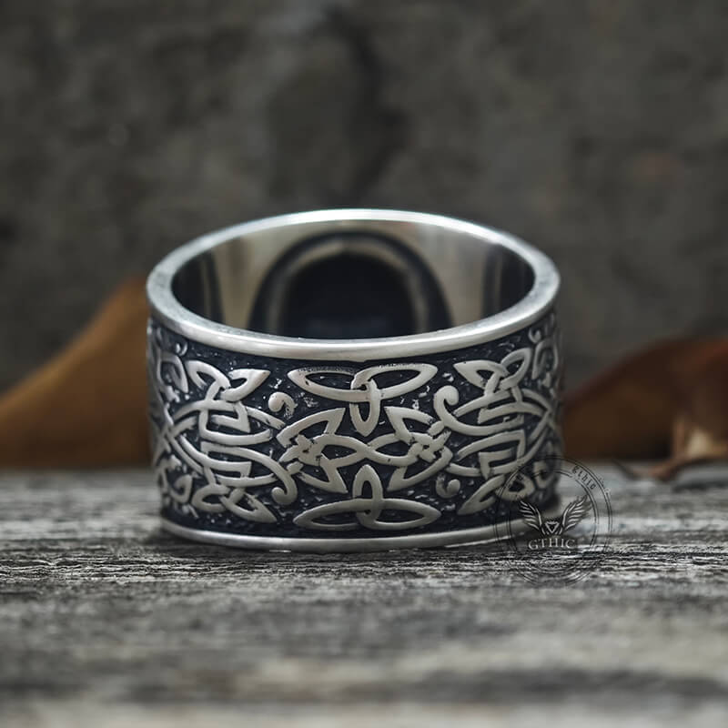 Viking Celtic Knot Warrior Sterling Silver Ring | Gthic.com
