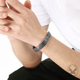 Viking Celtic Knot Wolf Head Stainless Steel Open Bracelet | Gthic.com