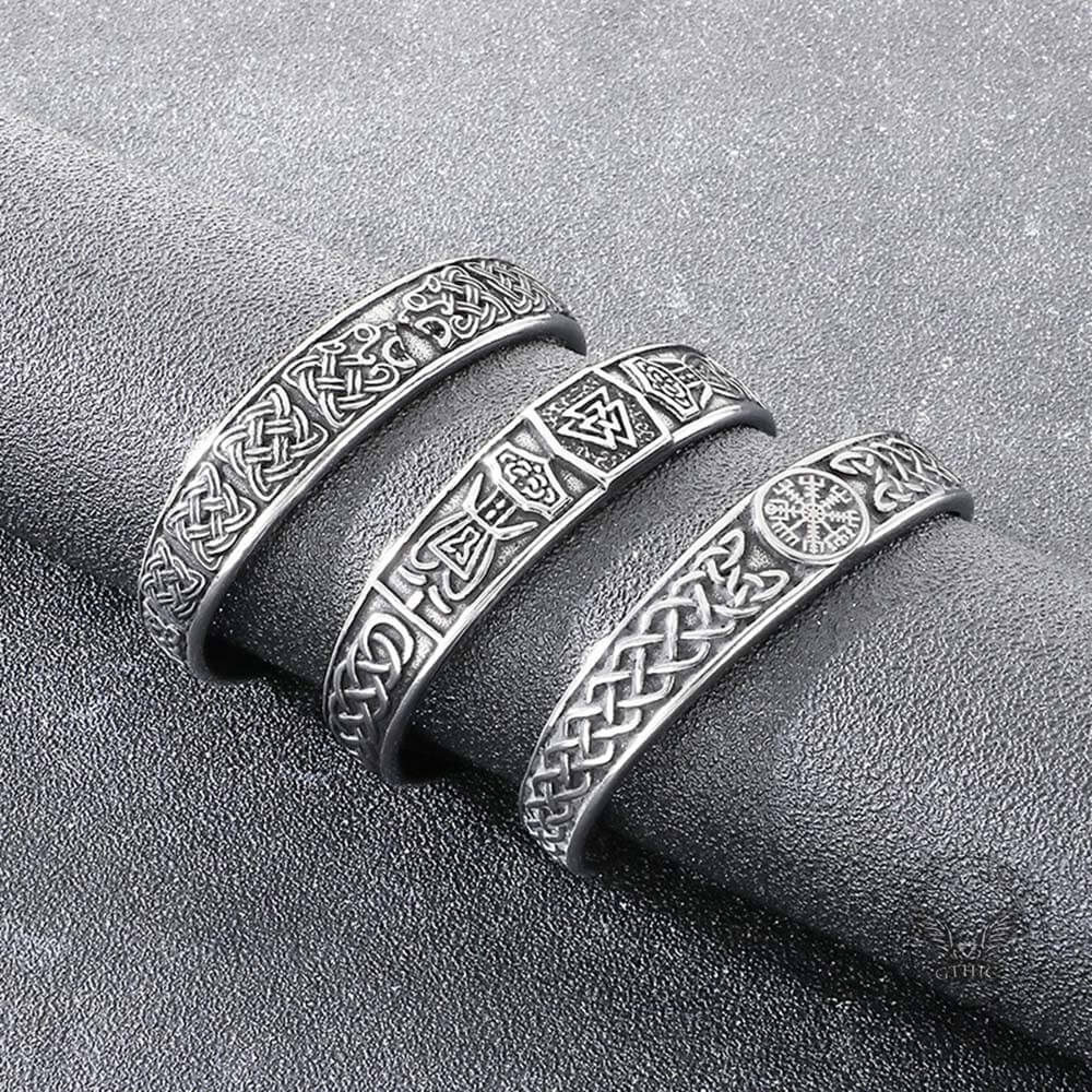 Viking Celtic Knot Wolf Head Stainless Steel Open Bracelet