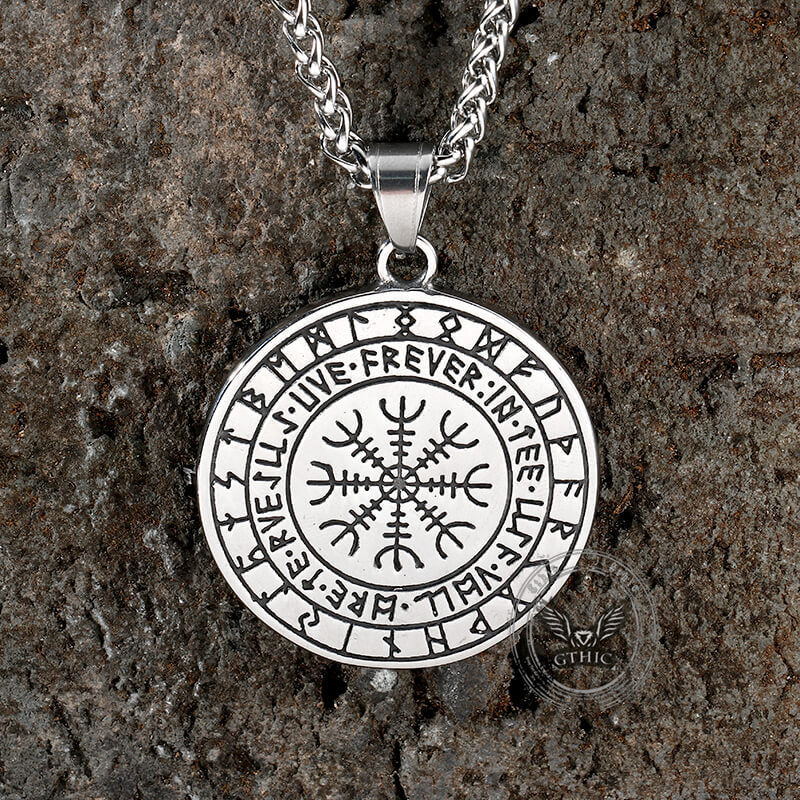 Viking Celtic Wolf Runes Stainless Steel Pendant | Gthic.com