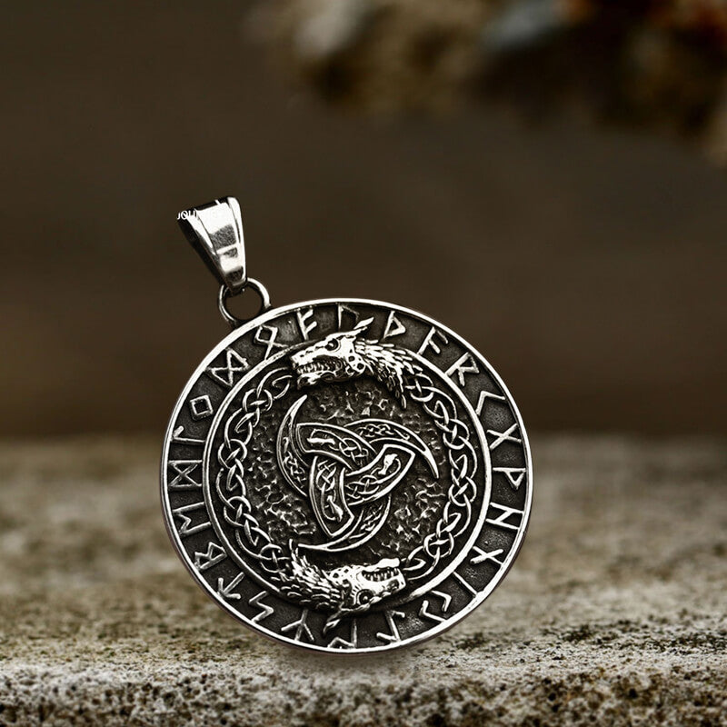 Wolf Guard Rune Viking Celtic Wolf Runes Stainless Steel Pendant – GTHIC