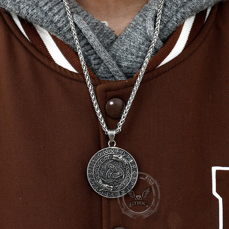 Viking Celtic Wolf Runes Stainless Steel Pendant | Gthic.com