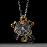 Viking Dragon Double Axe Vegvisir Stainless Steel Pendant
