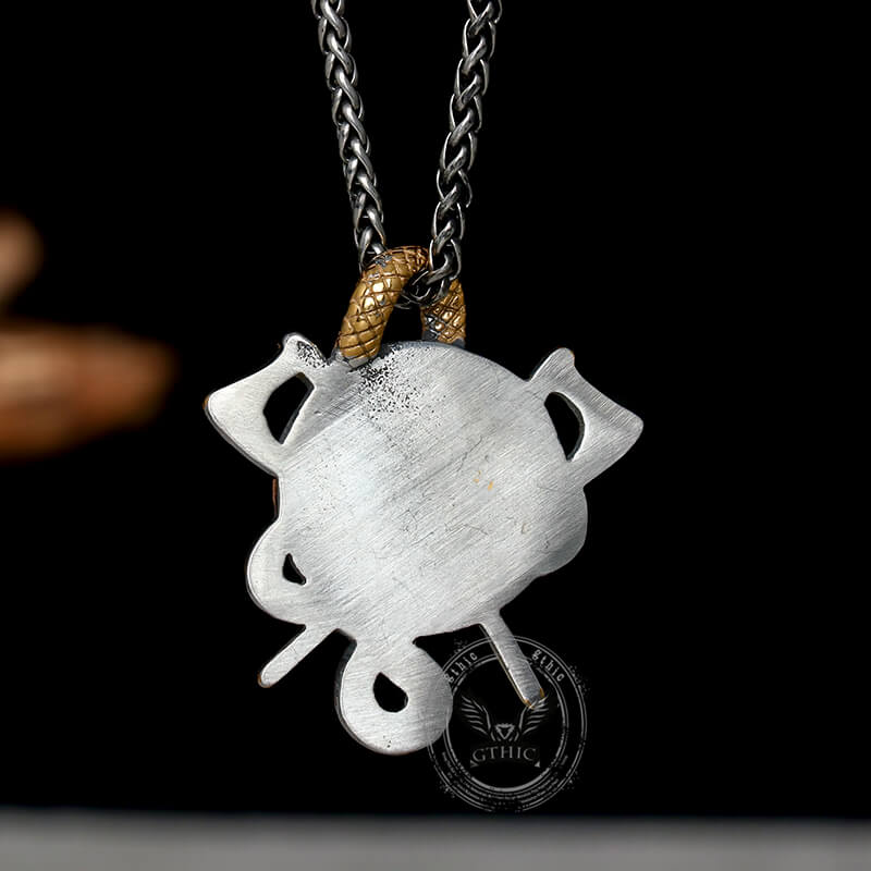 Viking Dragon Double Axe Vegvisir Stainless Steel Pendant