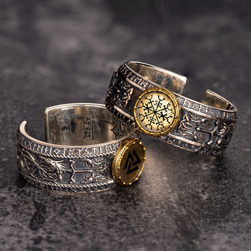 Viking Dragon Runes Sterling Silver Open Ring