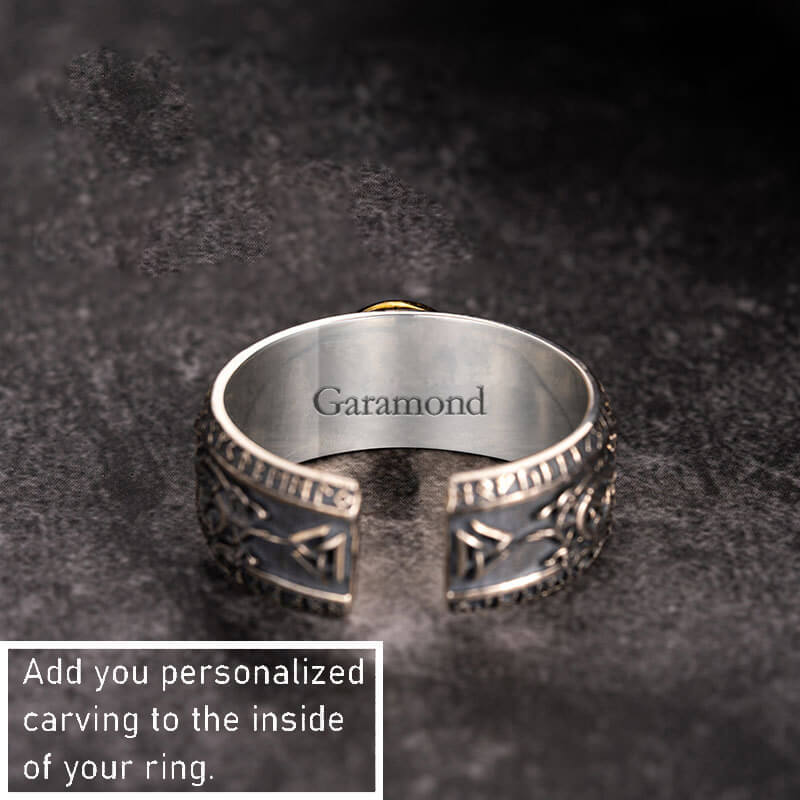 Viking Dragon Runes Sterling Silver Open Ring – GTHIC