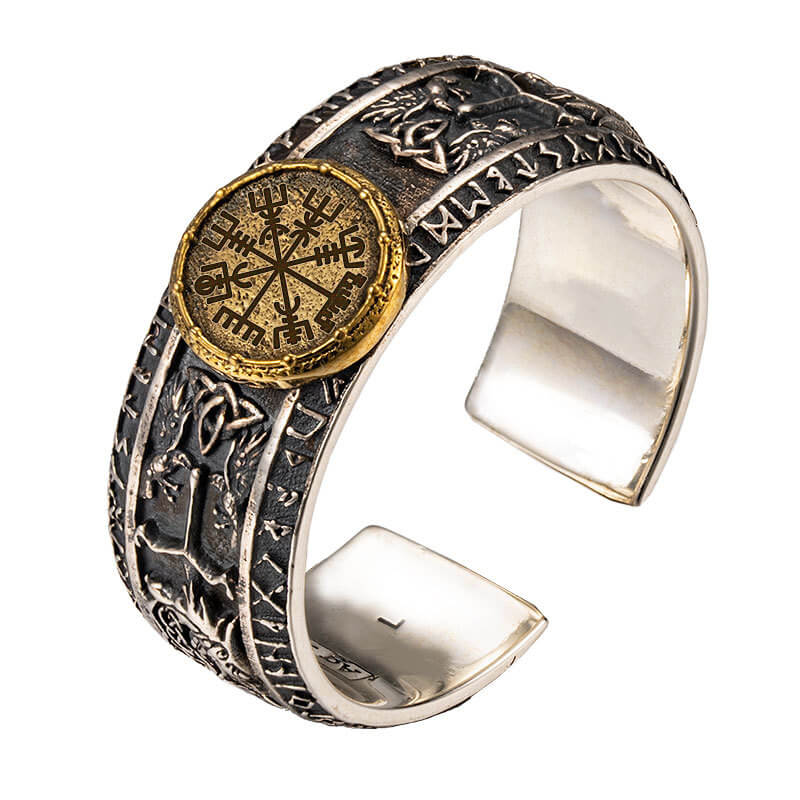 Viking Dragon Runes Sterling Silver Open Ring – GTHIC