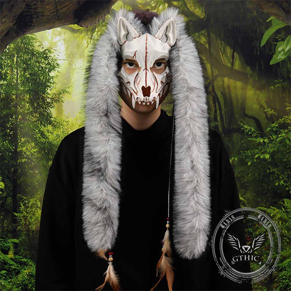Viking Fox Long Ear Plush Cosplay Animal Mask | Gthic.com