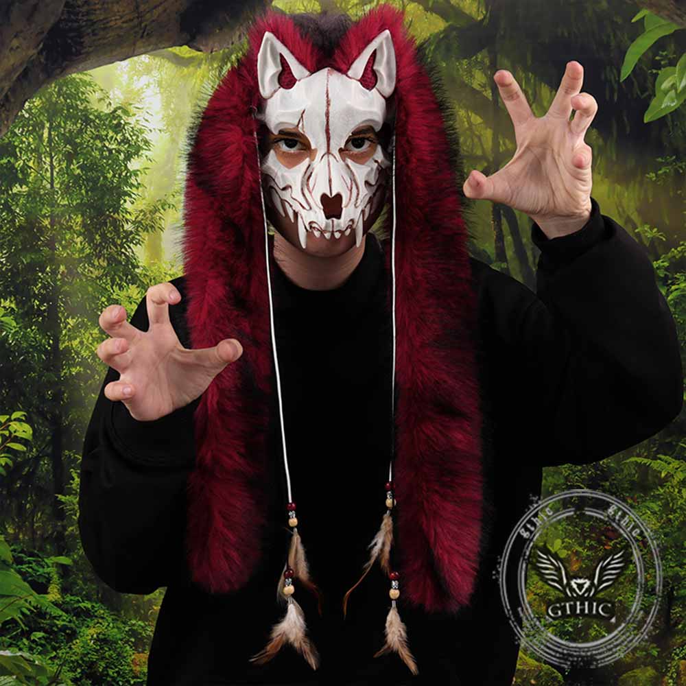 Viking Fox Long Ear Plush Cosplay Animal Mask | Gthic.com