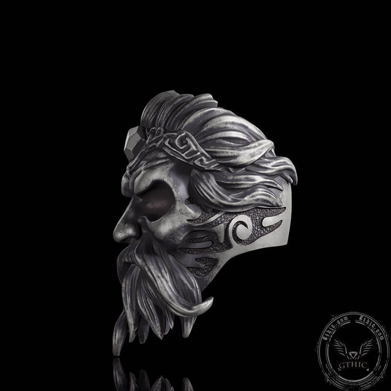 Mandalorianer-Symbol-Totenkopf-Ring aus Sterlingsilber