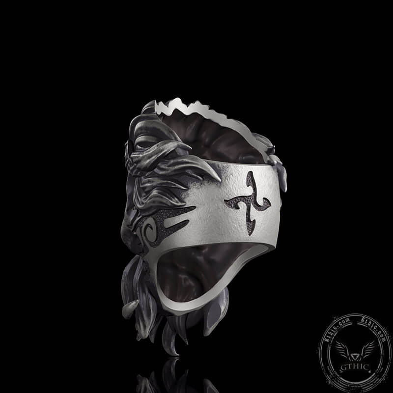 Mandalorianer-Symbol-Totenkopf-Ring aus Sterlingsilber