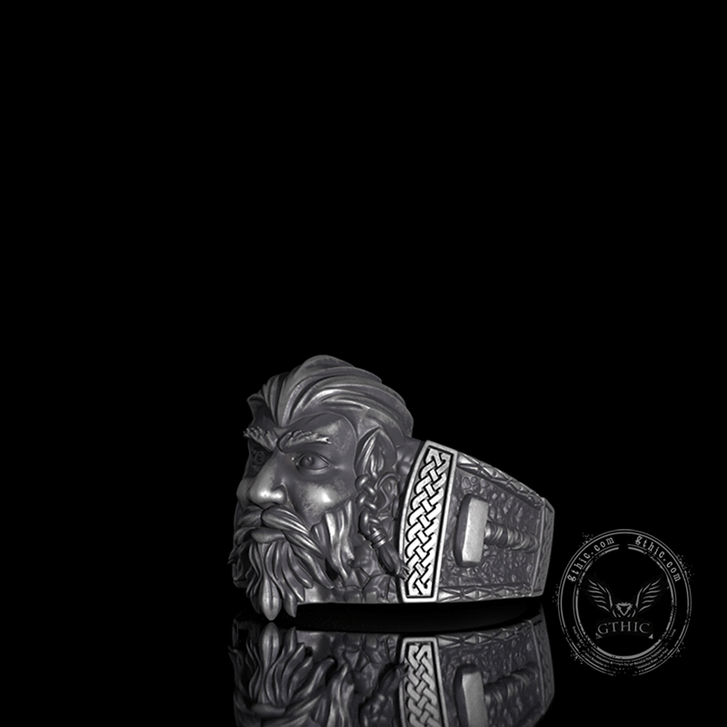 Viking God Thor's Hammer Sterling Silver Ring | Gthic.com