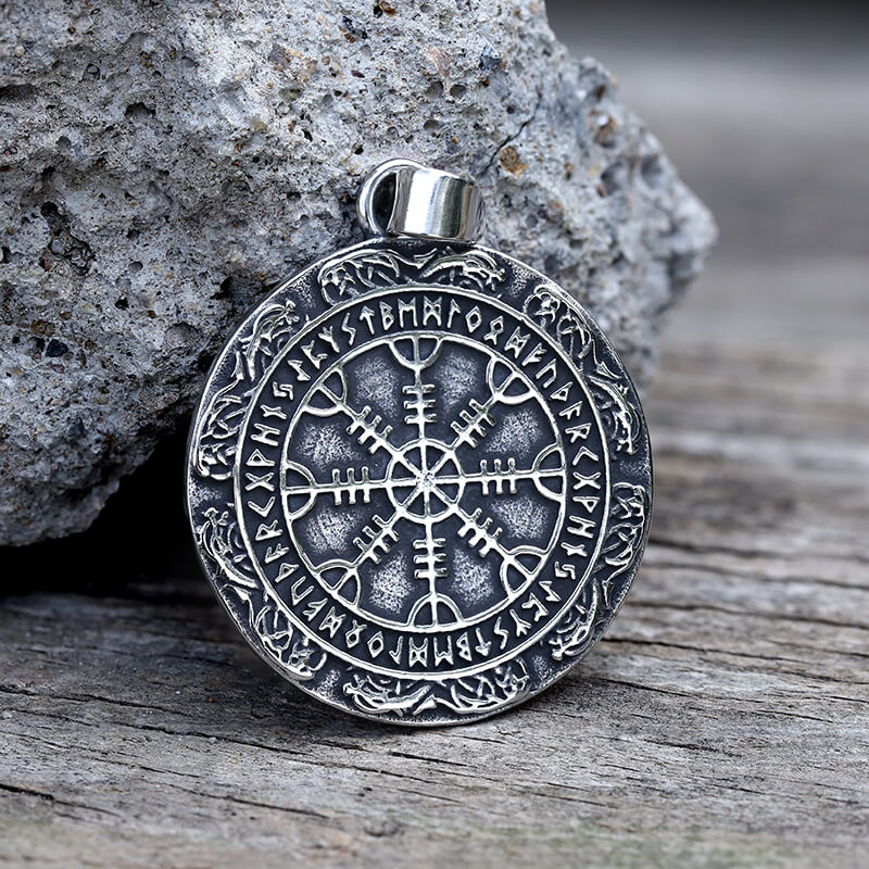 Viking Helm Of Awe Runes Stainless Steel Pendant | Gthic.com
