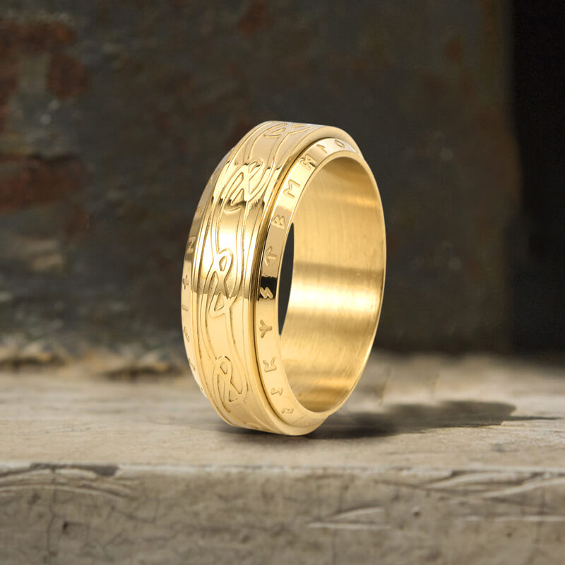Viking Knot Runes Stainless Steel Spinner Ring | Gthic.com