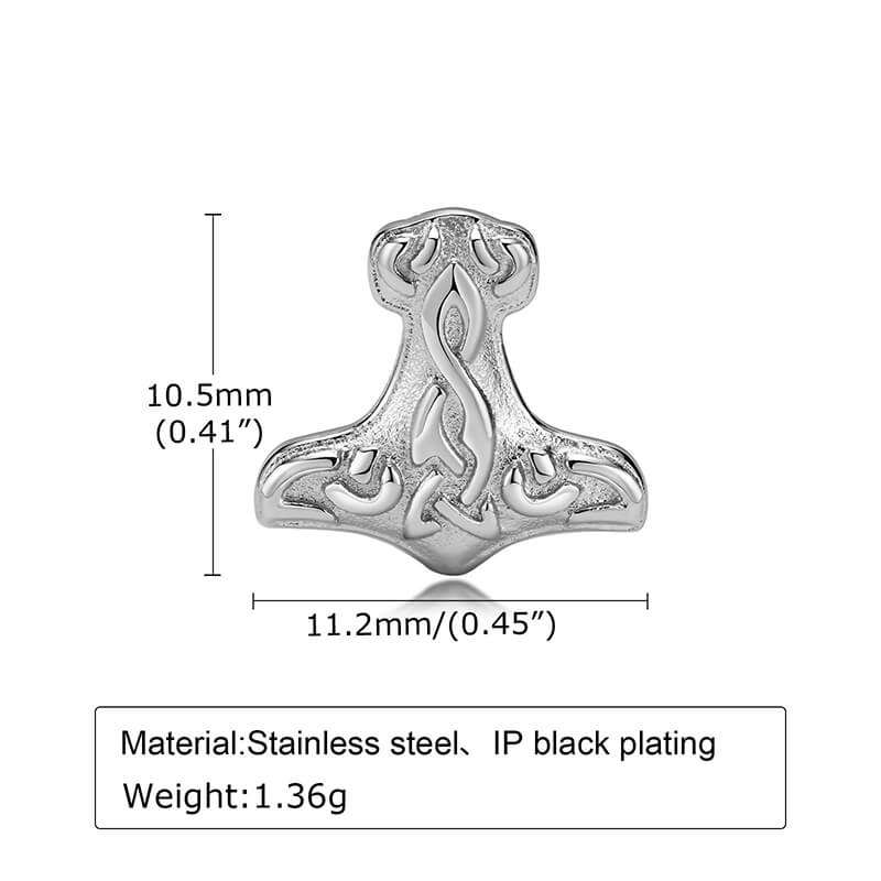Viking Mjolnir Stainless Steel Stud Earrings