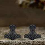 Viking Mjolnir Stainless Steel Stud Earrings | Gthic.com