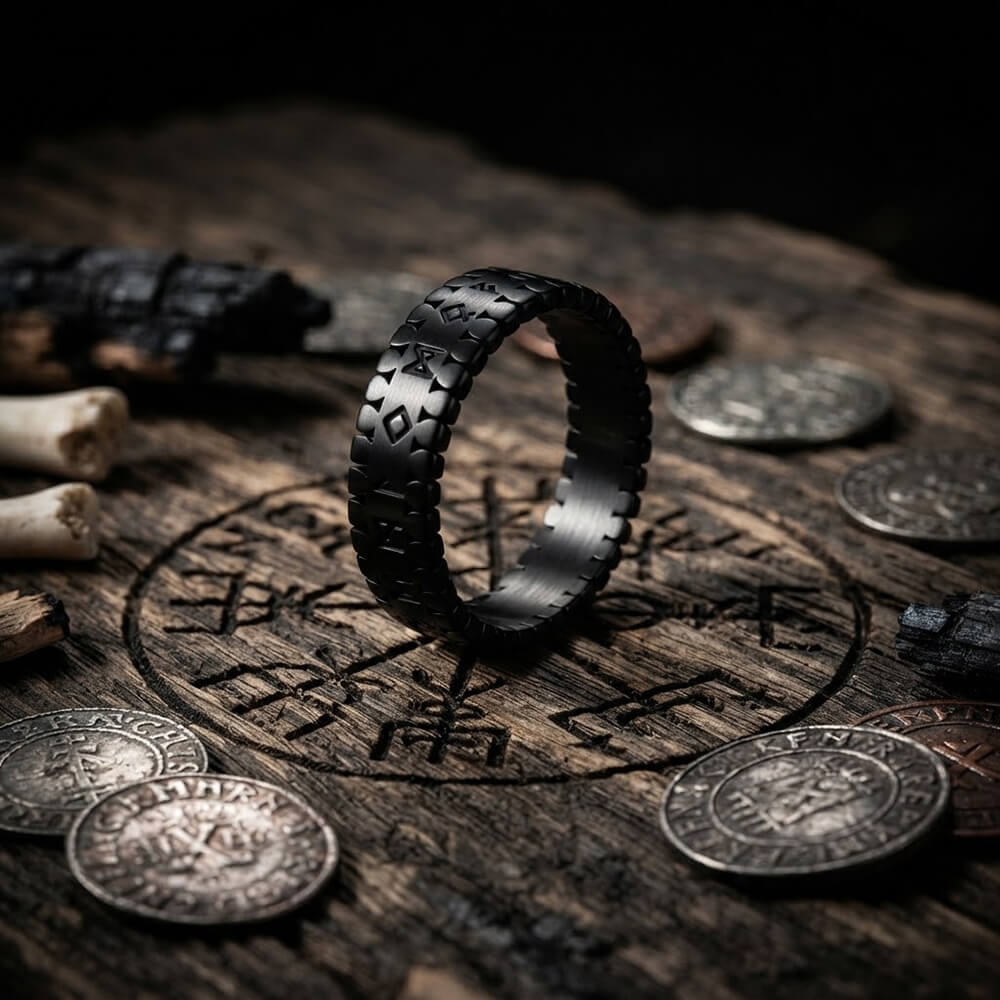 Viking Nordic Runes Stainless Steel Band Ring