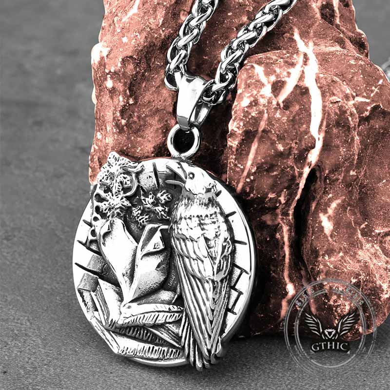 Viking Odin Raven ‌Vegvisir Stainless Steel Pendant | Gthic.com