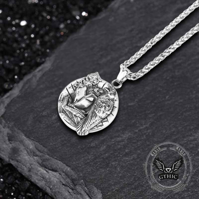 Viking Odin Raven ‌Vegvisir Stainless Steel Pendant | Gthic.com