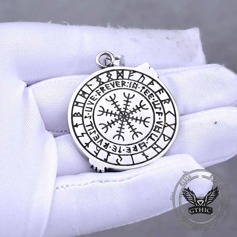 Viking Odin Raven ‌Vegvisir Stainless Steel Pendant | Gthic.com