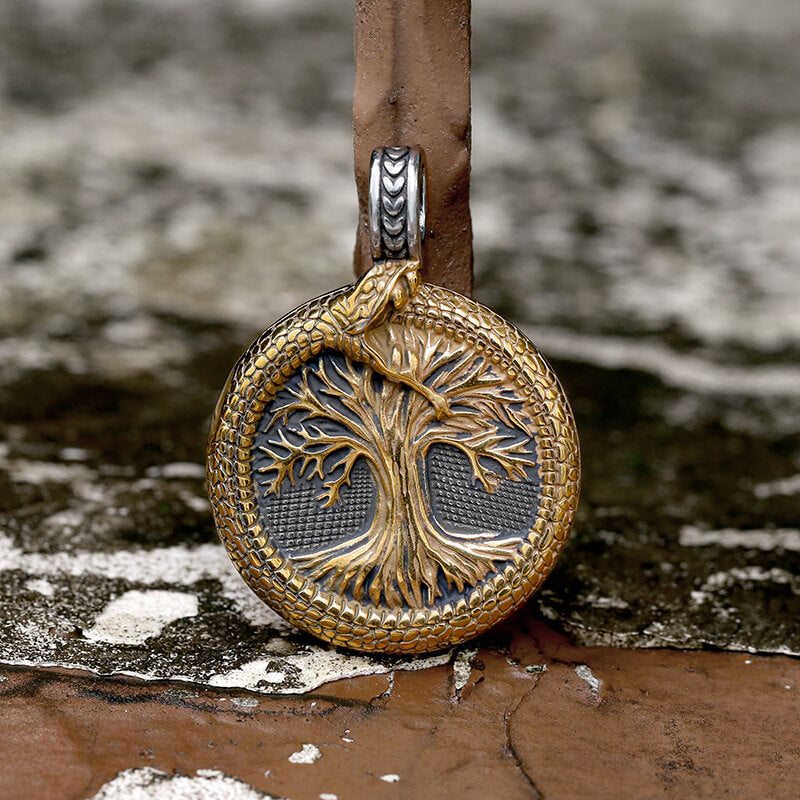 Viking Ouroboros Tree Of Life Stainless Steel Pendant | Gthic.com