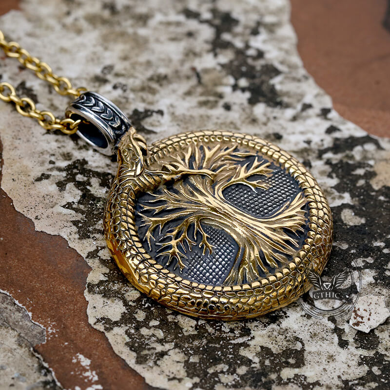Viking Ouroboros Tree Of Life Stainless Steel Pendant | Gthic.com