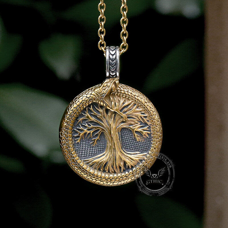 Viking Ouroboros Tree Of Life Stainless Steel Pendant | Gthic.com