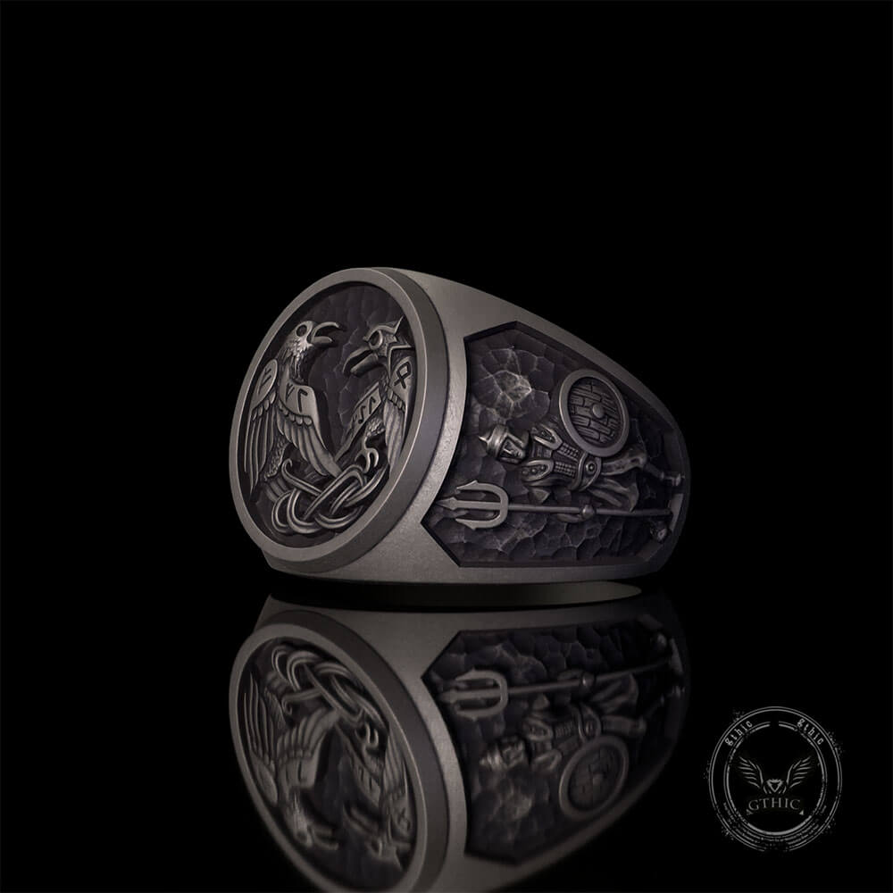 Viking Raven Sterling Silver Norse Warrior Ring