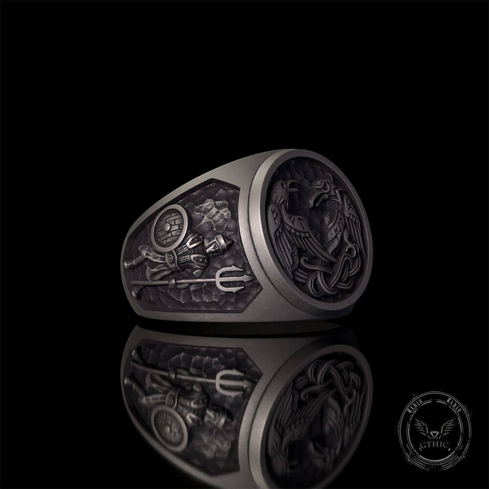Viking Raven Sterling Silver Norse Warrior Ring