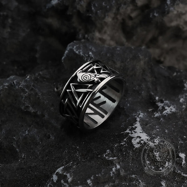 Viking Raven Valknut Rune Stainless Steel Ring | Gthic.com