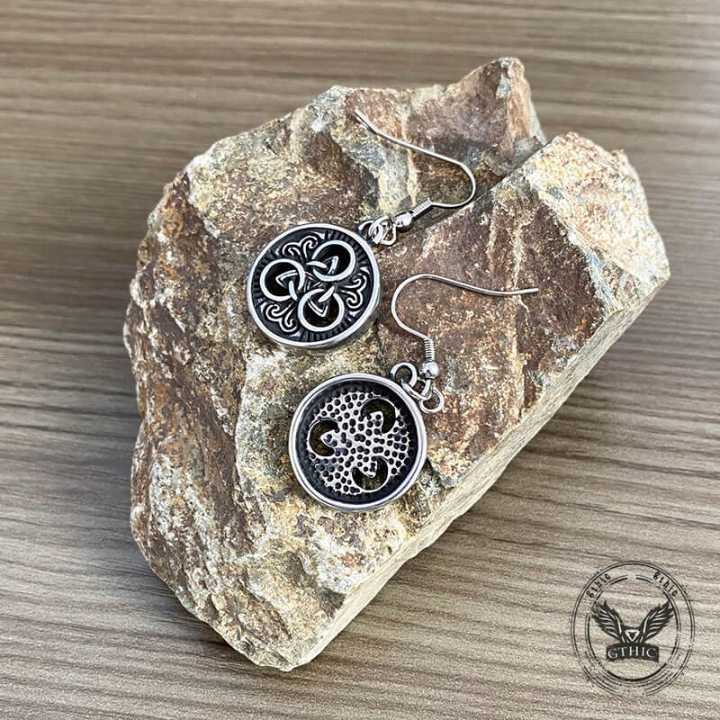 Viking Round Celtic Knot Stainless Steel Earrings | Gthic.com