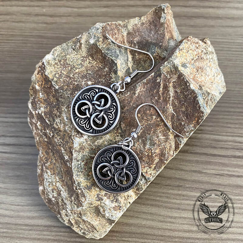 Viking Round Celtic Knot Stainless Steel Earrings | Gthic.com