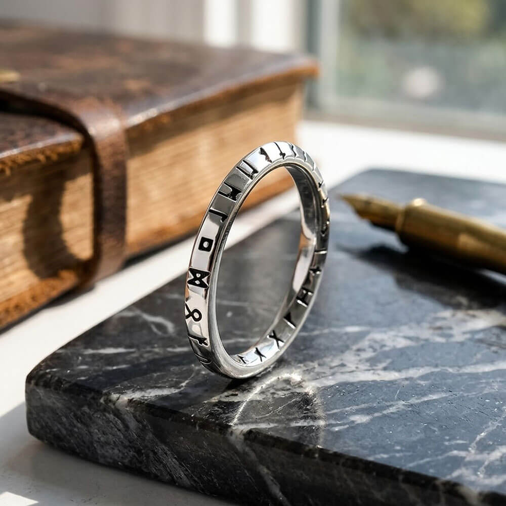 Viking Rune Möbius Ring Stainless Steel Simple Ring | Gthic.com