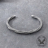 Viking Rune Möbius Twisted Stainless Steel Open Bracelet