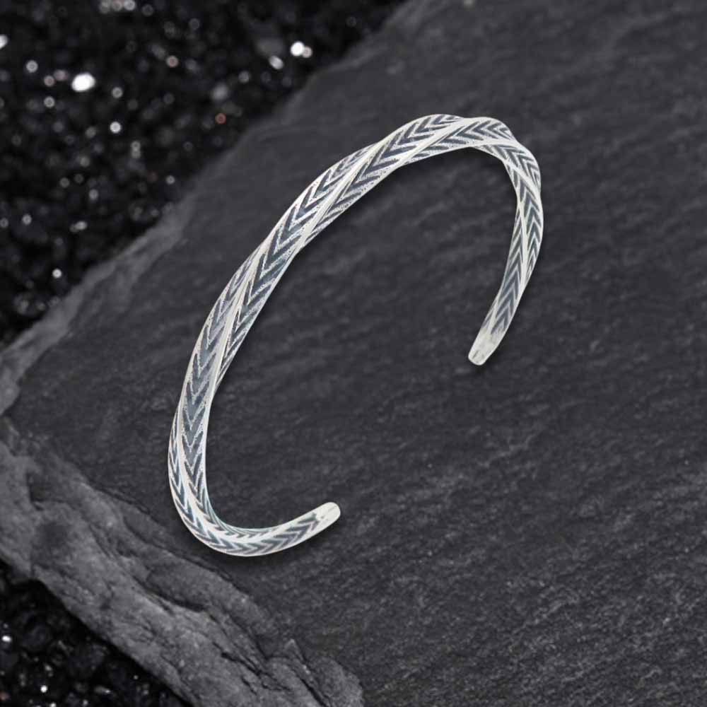 Viking Rune Möbius Twisted Stainless Steel Open Bracelet