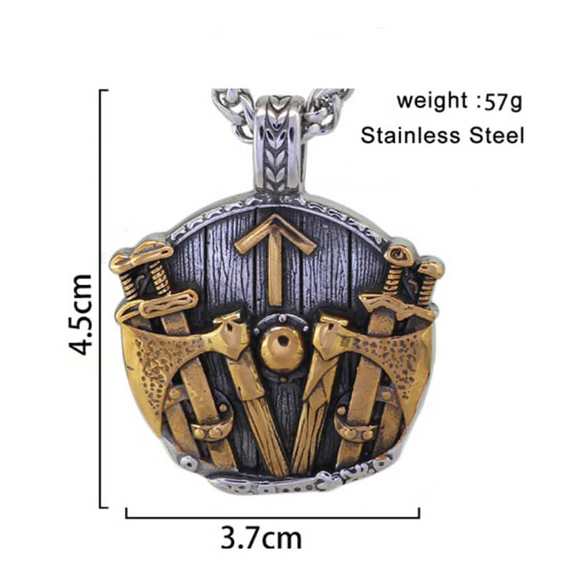Viking Rune Shield Sword Stainless Steel Pendant