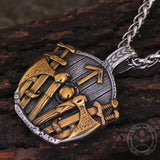 Viking Rune Shield Sword Stainless Steel Pendant | Gthic.com