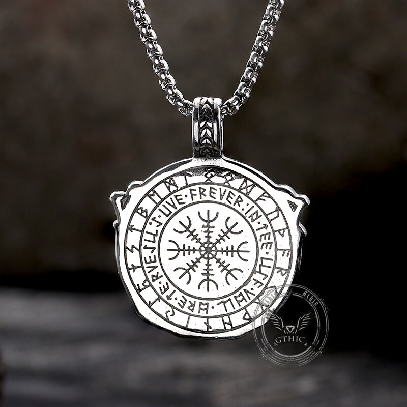 Viking Rune Shield Sword Stainless Steel Pendant