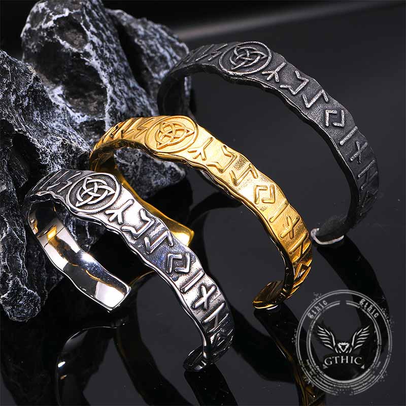 Viking Rune Triangle Knot Stainless Steel Bracelet 01 | Gthic.com