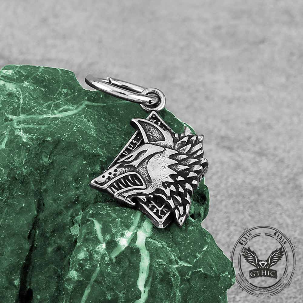 Viking Rune Wolf Head Stainless Steel Earrings | Gthic.com