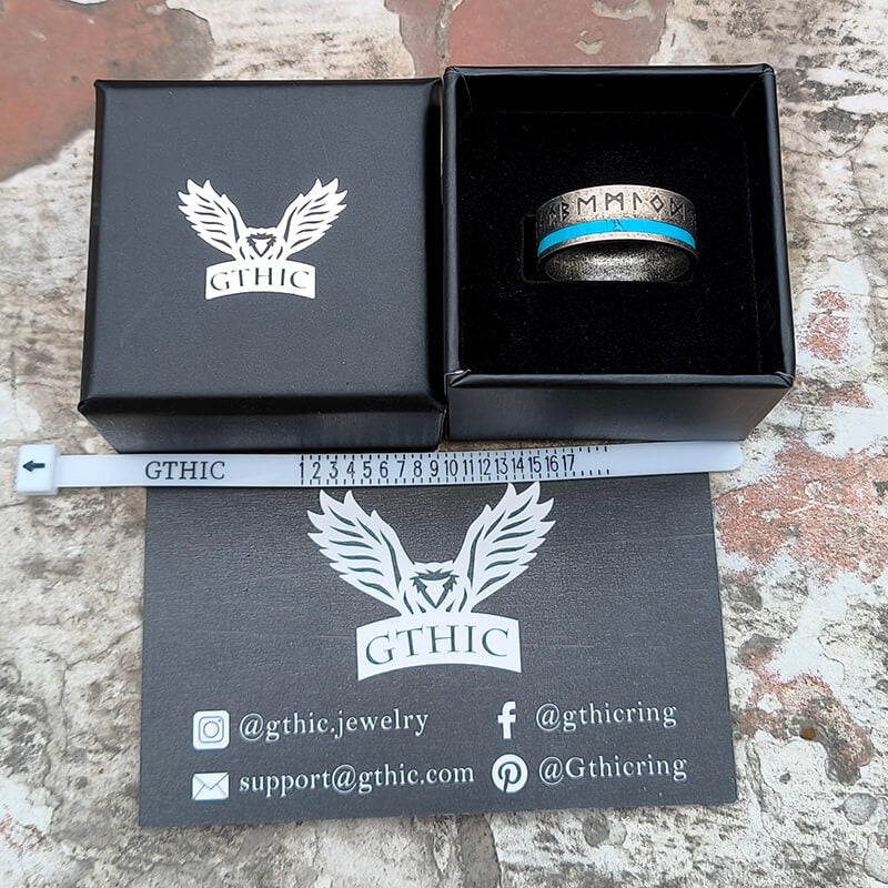 Viking Runes Amulet Stainless Steel Band Ring