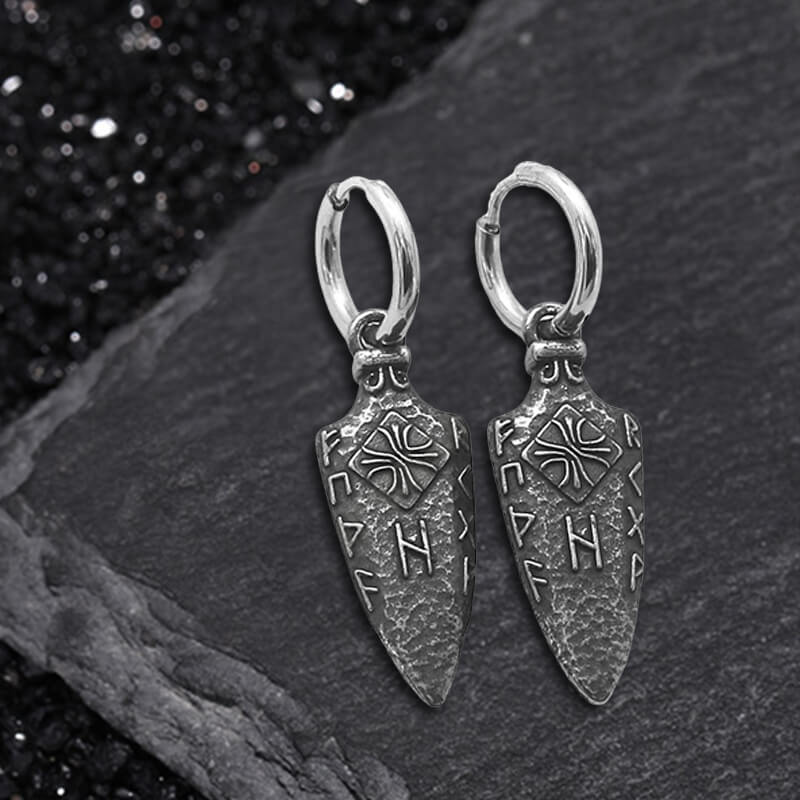 Viking Runes Arrow Stainless Steel Earrings | Gthic.com