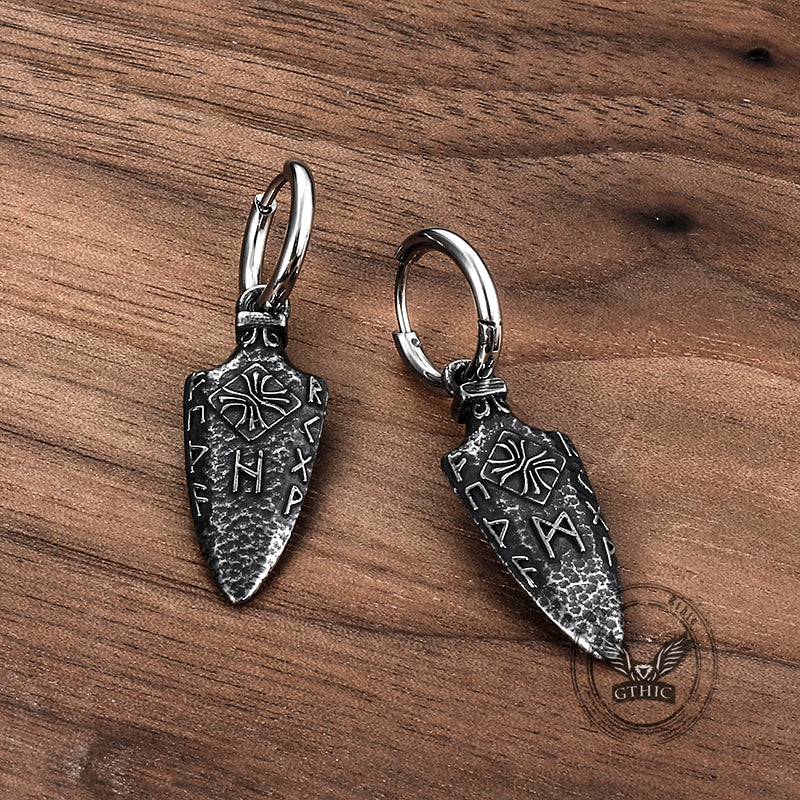 Viking Runes Arrow Stainless Steel Earrings