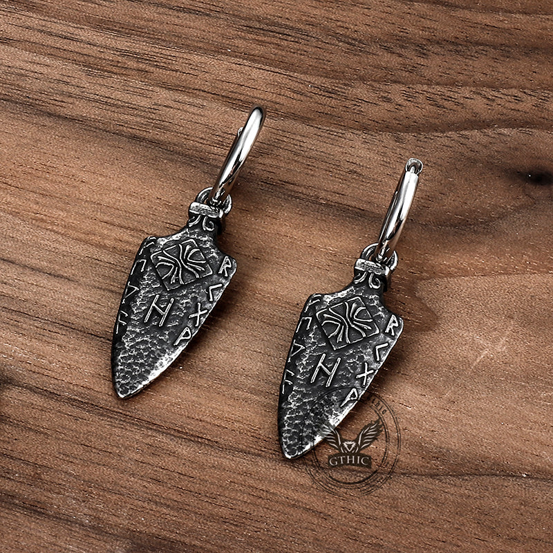 Viking Runes Arrow Stainless Steel Earrings