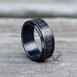 Viking Runes Carved Stainless Steel Spinner Ring